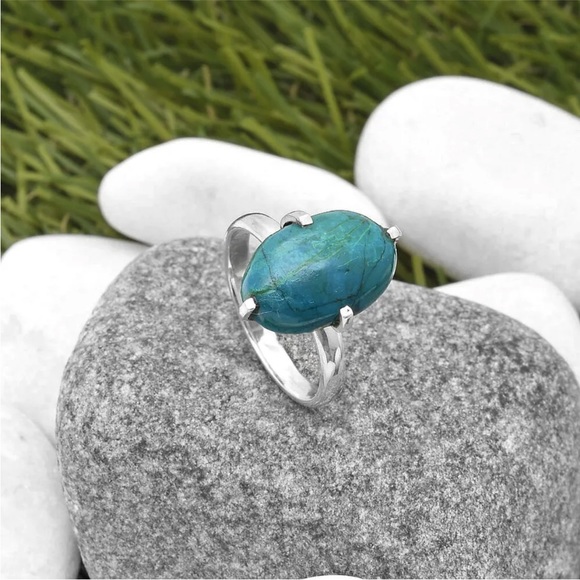 Genuine Azurite Chrysocolla Gemstone ring size 7 - Picture 5 of 5